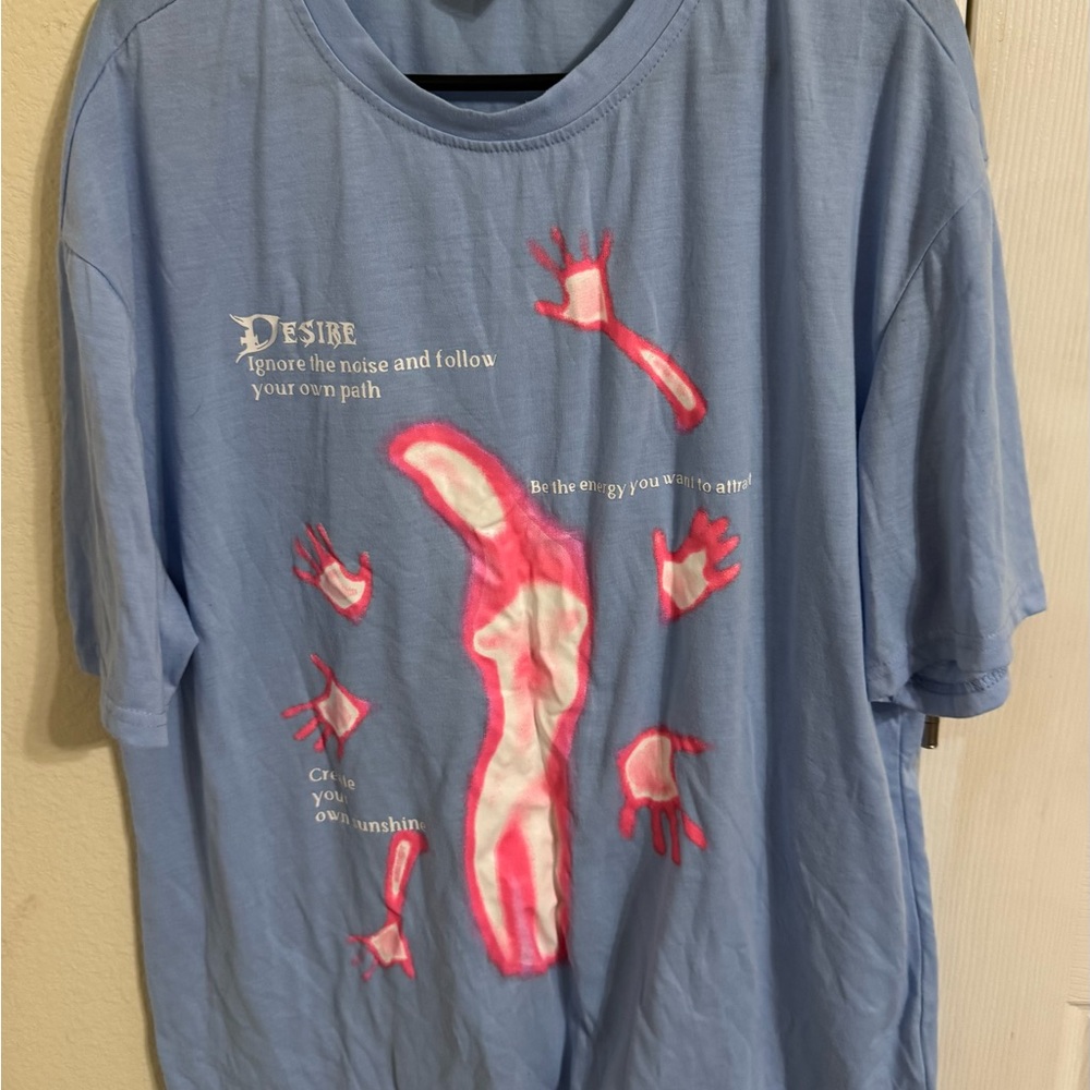 ROMWE Light Blue Tee XL